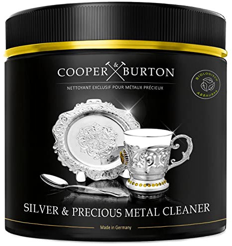 Silber Schmuck Reinigungsmittel, Silber Reiniger für Silber Reinigung & Silber Versilbertes, Gold Edelstahl Kupfer & Messing| Reiniger für Schmuck Ketten Silber Besteck | COOPER & BURTON 500g