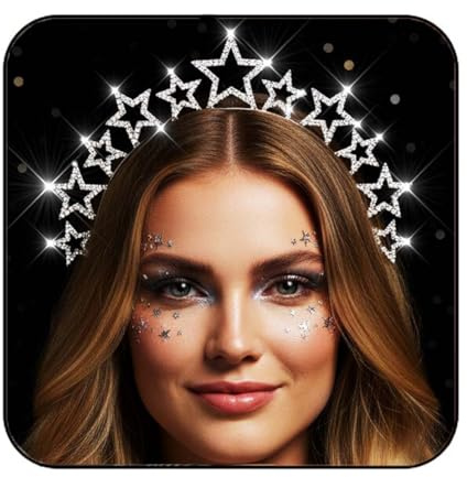Generse Stern-Stirnband Strass-Haarbänder Party-Kopfschmuck Hochzeits-Haar-Accessoires für Frauen und Mädchen 1 Stück (Silber)