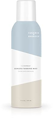 SUGARED + BRONZED Sunless Tanning Mist, FlexExpress Self Tanner Spray for Face & Body, Hydrating Formula, Tinted With Bronzer and Layers With Makeup, Suits All Skin Tones, Vegan, Cruelty Free, 8 Fl Oz