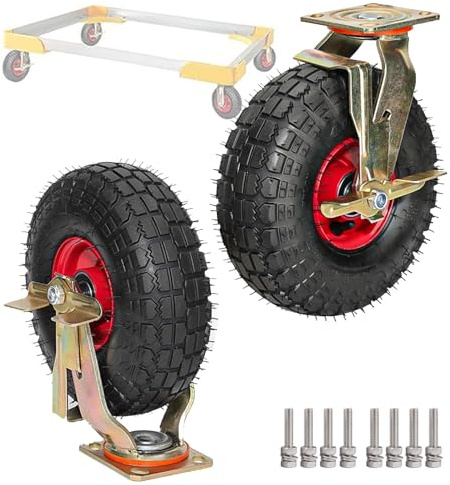 Air Luft Reifen 8 10 Inch Transportrollen, Strapazierfähige Lenkrollen, Geräuschlose Schwerlast Rollen, Tragfähigkeit:200KG, Kugellager, Für Alle Arten Von Speisewagen-Trolleys