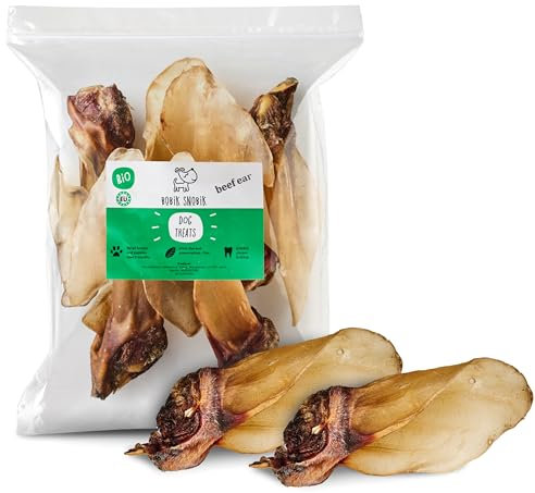Bobik Snobik - Natürliche Leckerlis als Hundefutter - Kuhohr XXL, Auszeichnungen für Hunde - Gesunde Snacks für Hunde und Katzen - 500 g