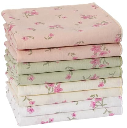 Blumen-Stofftaschentücher damen, weiche Baumwoll-Taschentücher für Frauen | 100% Baumwolle, für Alltag & Hochzeit, Maschinenwaschbar, Weich zur Haut und langlebig, Buntes Muster