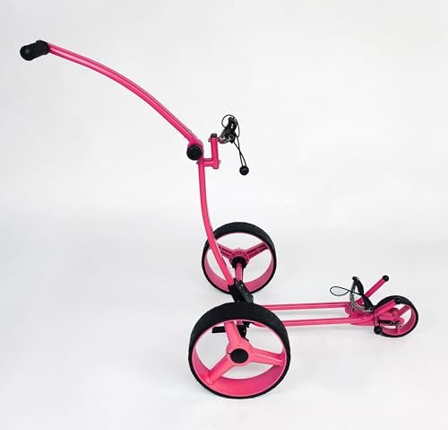 Yorrx Slim Lion Pro5 Plus – lätt prisvärd aluminium golfvagn push-trolley med omfattande utrustning (rosa)