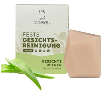 Duschbrocken Gesichts Reiner - Natürliche Gesichtsreinigung mit Aloe Vera - Milde Gesichtspflege - Fester Reinigungsschaum - Vegan, Plastikfrei - 65g