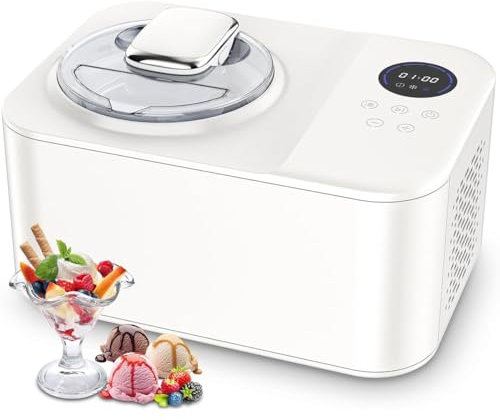 Gelatiera Automatica Domestica,Gelatiera Autocongelante con Compressore da 1,2L con Display LCD,Macchina for Dessert Portatile Fatta in Casa, Gelato in 30-60 Minuti,for Frozen Yogurt, Gelato, Sorbetto