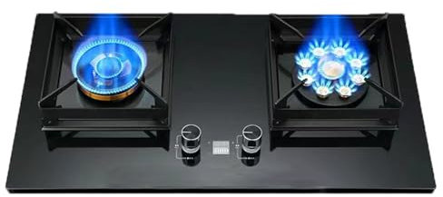 Cuisinière À Gaz D'intérieur 2 Brûleurs, 5,2 KW, Minuterie (indépendante Des Deux Côtés), Dispositif De Protection Contre Les Extinctions Accidentelles En Acier Inoxydable Carré Épais(Style 1,NG)