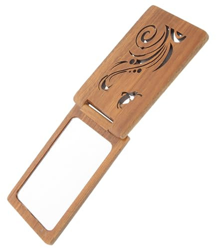 HAPINARY Klappbarer Schminkspiegel Taschenspiegel Reise-Spiegel Kompaktspiegel Aus Holz Vintage-Spiegel Für Handtaschen