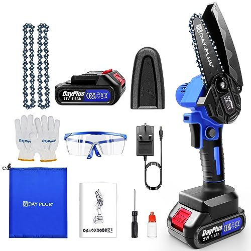 4 Mini Electric Cordless Chainsaw 1.5ah Battery Operated Chainsaw for Tree Branch Cutting Wood Professional Wood Cutting Tool