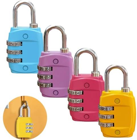 4 Pcs Luggage Locks, Small Padlocks for Suitcase, Travel Security Locks