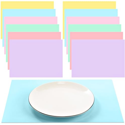 Fullhawl 120 Pcs Pastel Paper Placemats, Disposable Rectangular Table Setting Mats for Easter, Spring Tea Party & Gender Neutral Baby Shower Decor, 10 x 14 Inch