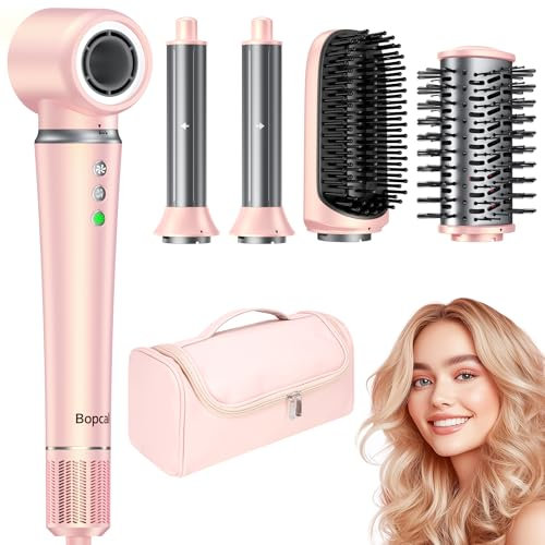 Bopcal Hair Styler 5 in 1 Asciugacapelli con Sacchetto- Professionale Phon Capelli 160000 RPM，Arricciacapelli Automatico 32MM, Spazzola Aria Calda con 500 Milioni Ionico, Volumizzant, Liscio, Regali
