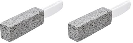2pcs Pumice Stone Toilet Bowl Cleaner, Bathroom Cleaner Brush bathroom Wand Refills, pumice stone for cleaning with Curved PP Handlee for Tiles BBQ Grills
