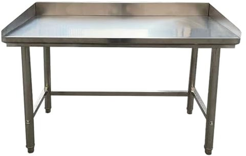 Squisito banco da lavoro in acciaio inox, per la preparazione della cucina, tagliere commerciale a un piano in metallo, multifunzionale e ispessito, con schienale