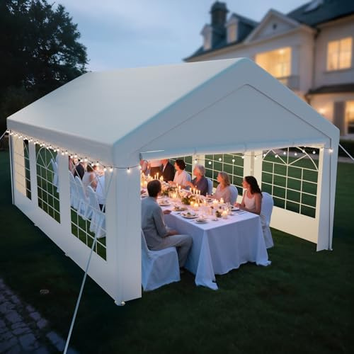 arvioo Pavillon 4x6m mit 2 Seitenwänden & 2 Giebelteilen, Dein Outdoor-Party-Spot zum Chillen, XXL Partyzelt mit Verbolzung Konstruktion, Windschutz UV-Schutz Wasserdicht, aus Stahl & PE-Plane (Weiß)