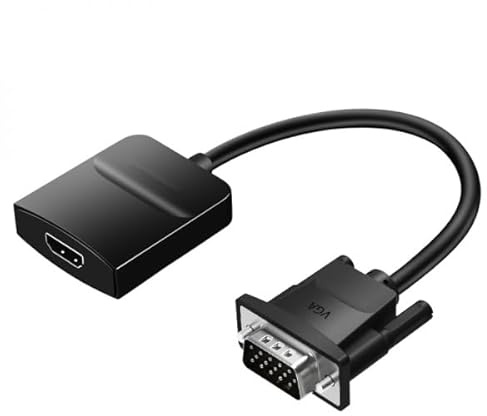 Brightium Convertidor - VGA Macho a HDMI Hembra, 0.5 m de Longitud, Color Negro, Permite conexión de Dispositivos con Diferentes Puertos.