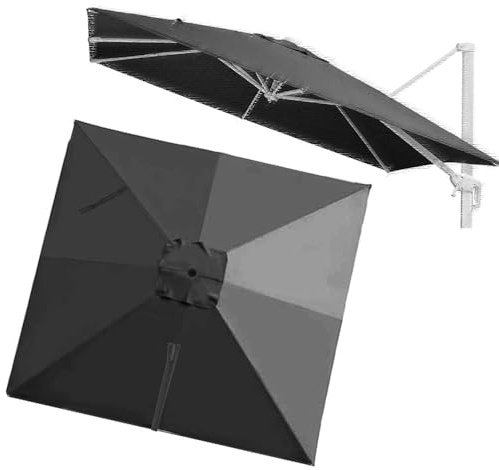 VLKLPZAHAK Parasol rectangulaire de rechange, 250 x 250 cm, tissu de rechange, 8 baleines, gris, 4 x 3 m