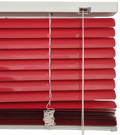 JMDNTQ Plissee mit Bohren Verdunklung, Rote Jalousie aus Aluminium, Faltrollo mit Verstellbaren Lamellen, Lichtdurchlässig Rollo und Sichtschutz Rollo, Dekorativ für Innenräume und Fenster