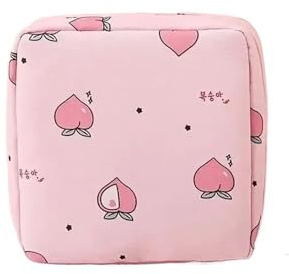 Ryhapm Damenbinden Tampon-Aufbewahrungstasche, tragbar, wasserdicht, Organizer-Tasche, Cartoon-Muster, Damenbindentasche, Pink Peach, Einheitsgröße