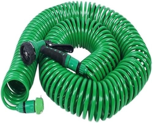 Neel Saanjh Coiled Hose Pipe with Water Spray Gun Nozzle, Lightweight and Space Saver, Expandable Spiral Reel, Hose for Garden, Ergonomic Design, Tangle-Free Design (15M)