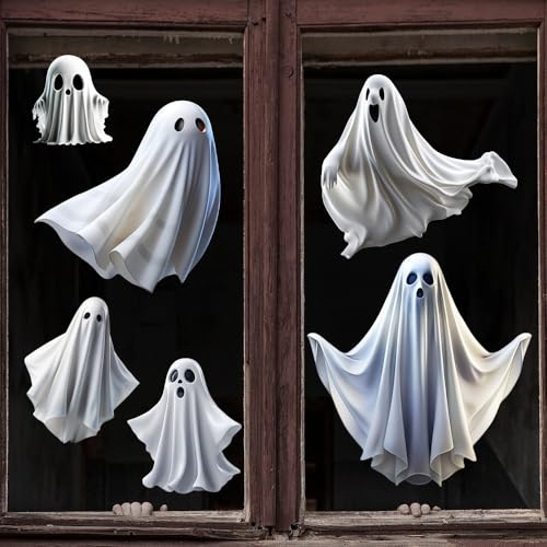 Halloween Fensterbilder, 60×40cm Halloween Geist Deko,PVC-Material,Abnehmbar und Wiederverwendbar,Halloween Aufkleber-Set Party Dekoration, für Fenster,Spiegel,Fliesen