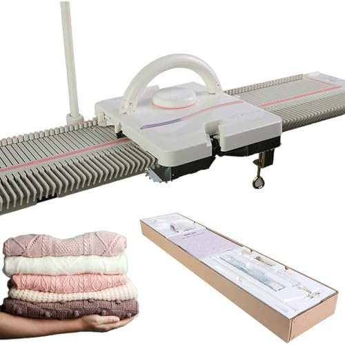 ZenSeFarin Strickmaschine, mittlere Stärke 6,5 mm, 150 Stiche, automatisches Strickgerät Kunststoff-Haushaltsmaschine mit Zubehör für Schal und Mütze, Pullover-Set für Strickpullover-Liebhaber