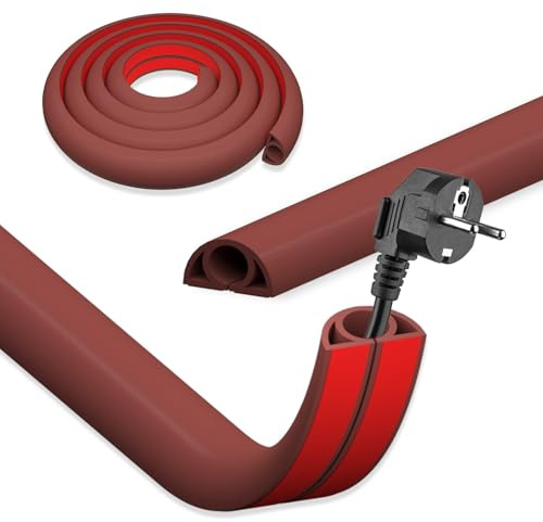 DIKARIYA Kabelkanal Selbstklebend Rot, 2.5CMx1M Flexible Klein Kabelkanal Boden Kabelbrücke Flexible Kabelabdeckung Kabelschacht Leicht zu Schneiden Montage für Netzkabel Haus, Büro, Schule