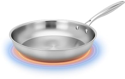 Santa Clara | Sartén 30 cm Acero Inoxidable 18/10 Trifusión sin Revestimiento para Inducción, Apta Horno Gas Vitro, Cocina Saludable, Sartén Acero Inoxidable Sin Tóxic