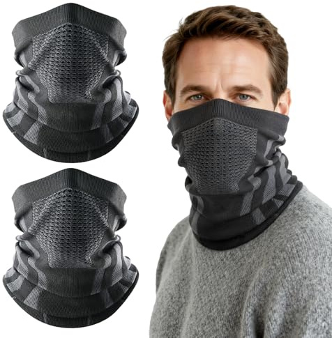 SEFIRST 2 Pcs Cache Cou Homme, Tour de Cou, Respirant Masque Moto Femme Hiver Coupe-Vent Cache Nez Ski Balaclava Multifonctionnelle Foulard Tour de Coup Cagoule Running Randonnée Course à Pied (Noir)