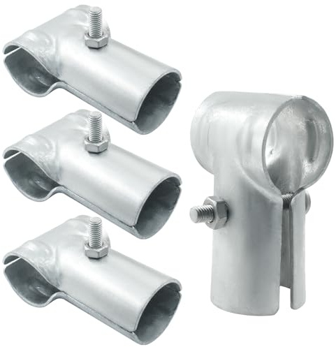 HARSKIYER 4 Pack 1-5/8 x 1-5/8 Inch End Rail Clamps, Galvanized Panel Chain Link Fence Clamp for 1-5/8 Inch OD Pipe, T Clamps Fence Connectors Tee Pipe Clamps