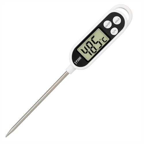 Digital snabbläst kökstermometer med sond i rostfritt stål och LCD-skärm | Termometer -50°+300 °C, perfekt för kött, BBQ, ugn och bakverk