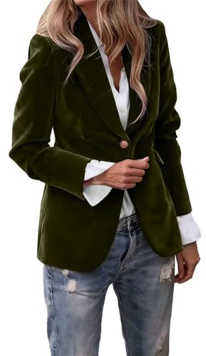 Blazer Dam elegant sammetsjacka lång elegant midja blazer jacka | Vintage sammetskavajjacka knapp festlig jacka bröllop damkavaj party kavaj sweatblazer för kontor kväll fest outfit