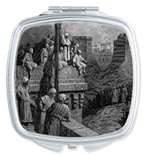 DIYthinker Religion Christentum Das Alte Testament Bibel Israel Geschichte Geschichte Grau Crusades Skizze Illustration Muster-Quadrat-Compact Make-up Taschenspiegel