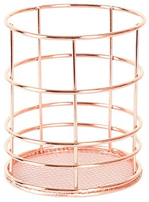 Aeromdale Creux Rose Motif Maquillage Pinceau Vase Pot Porte-Stylo Papeterie Rangement Organisateur Conteneur (Or Rose- Rond) Porte-Crayon Bureau Objets Présent
