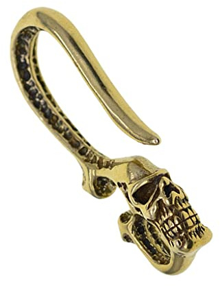 chiwanji, Portachiavi da 56 mm, in Ottone, con Gancio a Forma di Teschio, per Cintura e Portafoglio, Colore Dorato