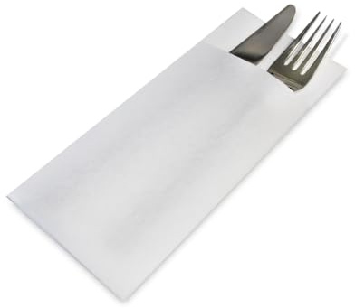 500 Prochette Besteckservietten Serviettentaschen Pocket Napkins Airlaid weiß 33x40cm (gefaltet auf 8,5x20cm) Servietten mit integrierter Bestecktasche