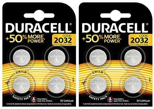 Duracell Piles Bouton au Lithium 2032 de 3 V, Lot de 4 x 2 Blister (Total 8 Piles)