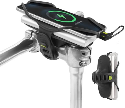 BONE Mobiltelefonhållare Cykel Bike Tie 6 Pro Pack – Silikon stötdämpning, universell hållare för smartphones 4,7–7,2 tum, iPhone 17 16 15 vägcykel, mountainbike, barnvagn – svart