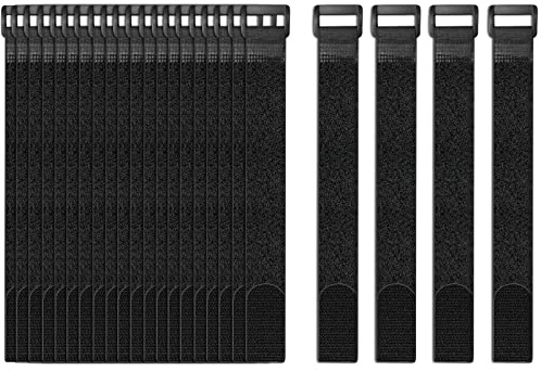 24 Pack Cable Straps Reusable Fastening Cinch Straps Wire Loop Ties(1 x 12), Adjustable Hook And Loop Straps with Buckle Nylon Extend Securing Strap for Extension Cord Wrap, Cable, Hose Organization