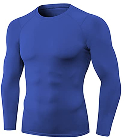 LaoZan Tee Shirt Homme Manche Longue Maillot de Compression Base Layer sous-Vêtements Thermique pour Sports (Bleu,S)