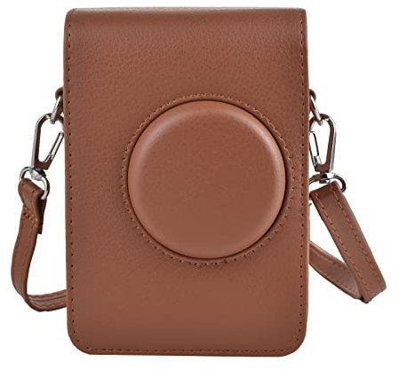 Rieibi Mini EVO Case - Vintage PU Leather Protective Case for Fujifilm Mini EVO Instant Camera - Full Cover with Adjustable Shoulder Strap - Brown