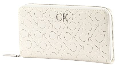 Calvin Klein Damen Geldbörse Portemonnaies Re-Lock Slim Zip Wallet Weiß