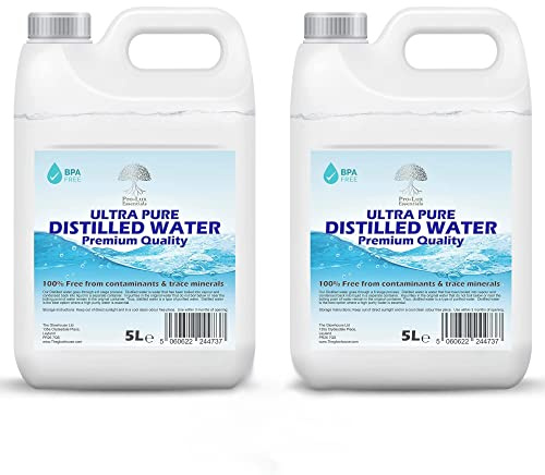 Destilliertes Wasser, 100 % rein, ideal für CPaps, Bügeleisen, Luftbefeuchter, Reinigung, Motoren und vieles mehr, hergestellt in Großbritannien, 10 l