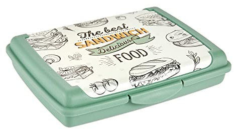 keeeper Pratico Contenitore per il Cibo, Portapranzi, 17 x 13 x 3,5 cm, Design Sandwich, Carla Mini, Nordic Green (Verde)