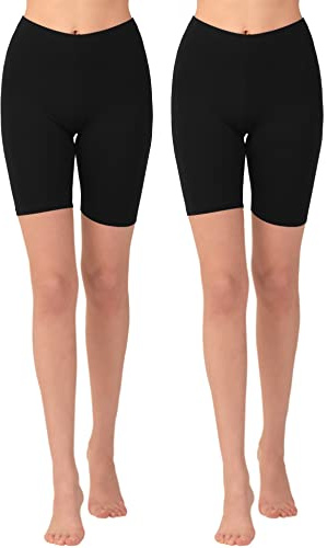 OCERA Damen Leggings Kurz (Radler) aus atmungsaktiver Viskose Schwarz Gr. XL (48/50) 2er Pack