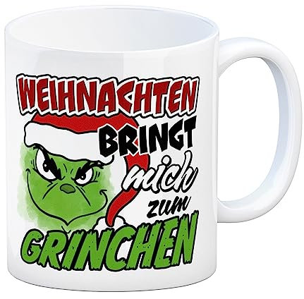 speecheese Weihnachten bringt mich zum grinchen Kaffeebecher für Weihnachtsmuffel und Griesgräme, die Weihnachten nur mit viel Kaffee oder Beruhigungstee ertragen