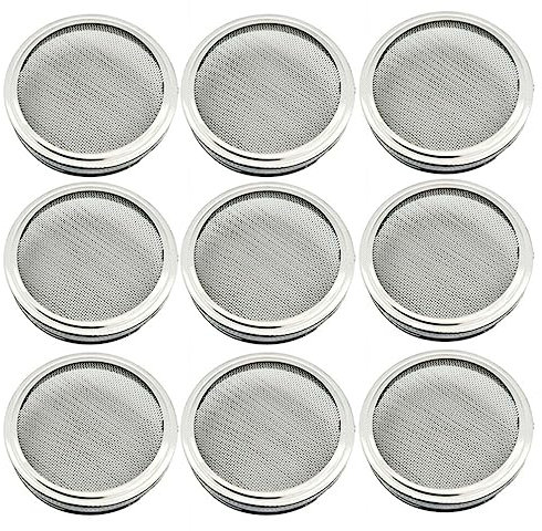 BESTonZON Sprossendeckel Edelstahl 86mm 9 Stück Siebdeckel für Einmachgläser mit weiter Öffnung, feines Sieb zum Ziehen von Bio-Sprossen wie Brokkoli, Linsen, Alfalfa,