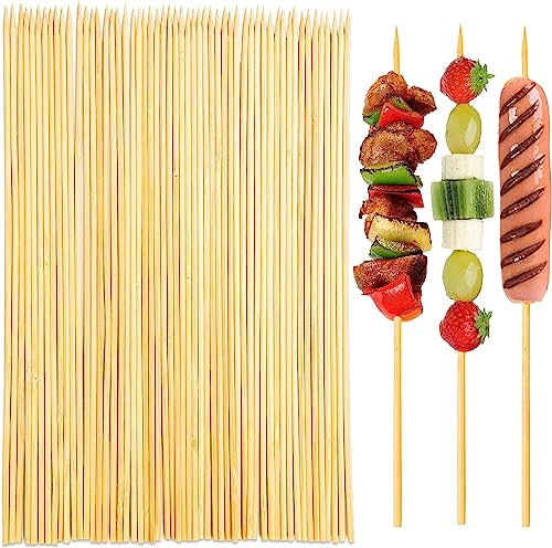 CreationsMart Wooden Skewers, Pack of 150 30cm*3mm Mini Bamboo Food Sticks for Sausage, Chocolate Fountain, BBQ, Kebab, Fruit, Cocktail, Appetizer