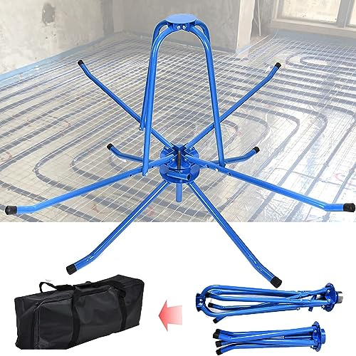 Fußbodenheizungsrohr Aufwickler f. 16-32 mm PEX PERT AL/PEX Verbundrohr | Max.300KG 600 Meter, Fußbodenheizung Kabel Aufroller Rohrhaspel Abrollgerät Abroller mit Tasche-Blau