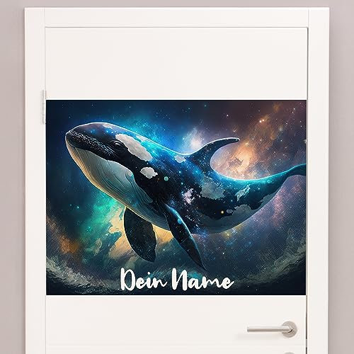 GRAZDesign Türaufkleber Orca Poster mit Namen personalisiert | Teenager Kinderzimmer Jugendzimmer, Neonfarben, Fantasy, Wandtattoo Jugendliche Wand Tür Deko
