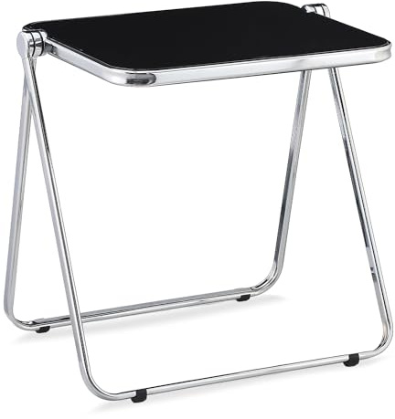 KAIHAOWIN Klapptisch, transparentes Acryl, zusammenklappbar, Keine Montage erforderlich, winziger Schreibtisch für Zuhause, Büro, Beistelltisch, Kleiner Computertisch für kleine Räume,Schwarz